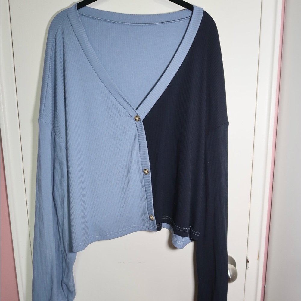 Shein Plus Two Tone Button Front Top